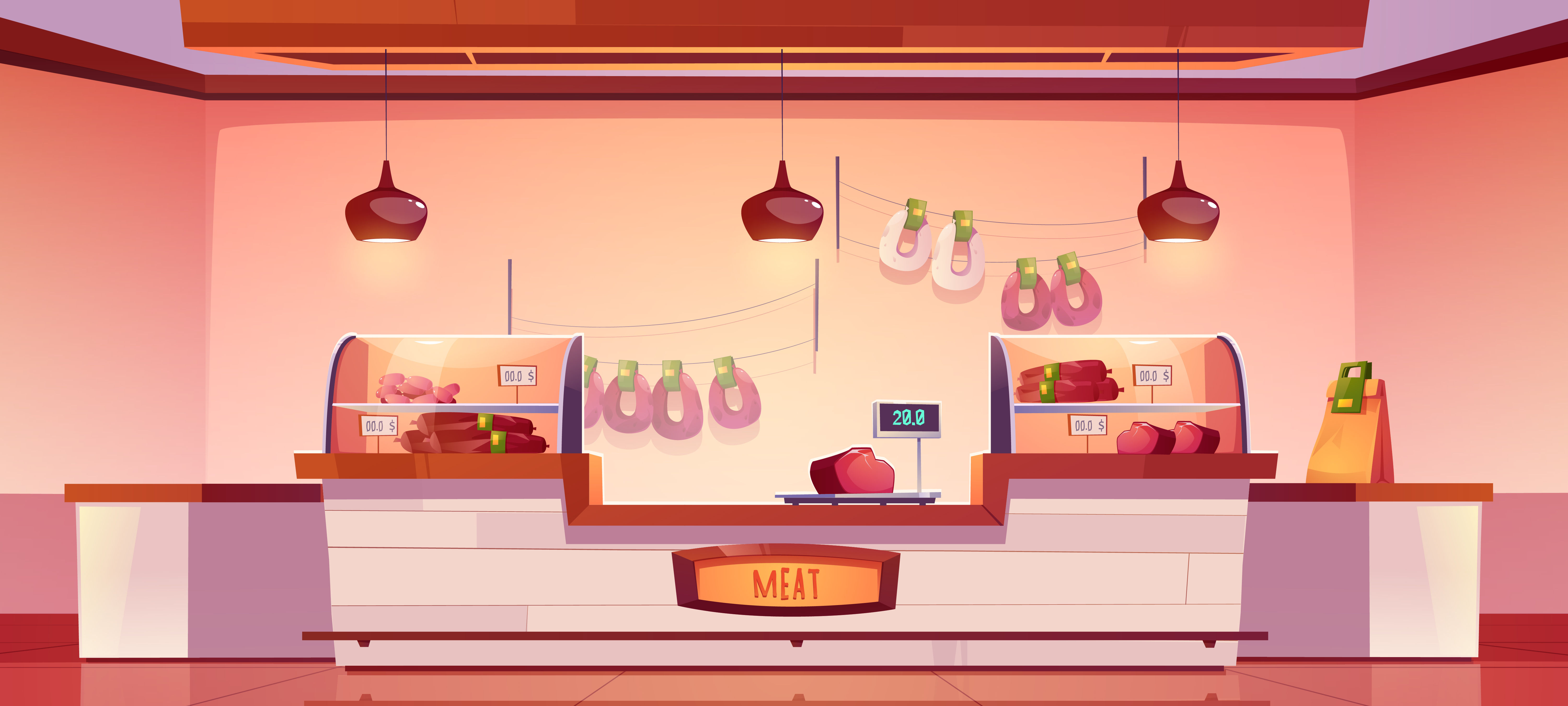 Fresh cuts of halal meat